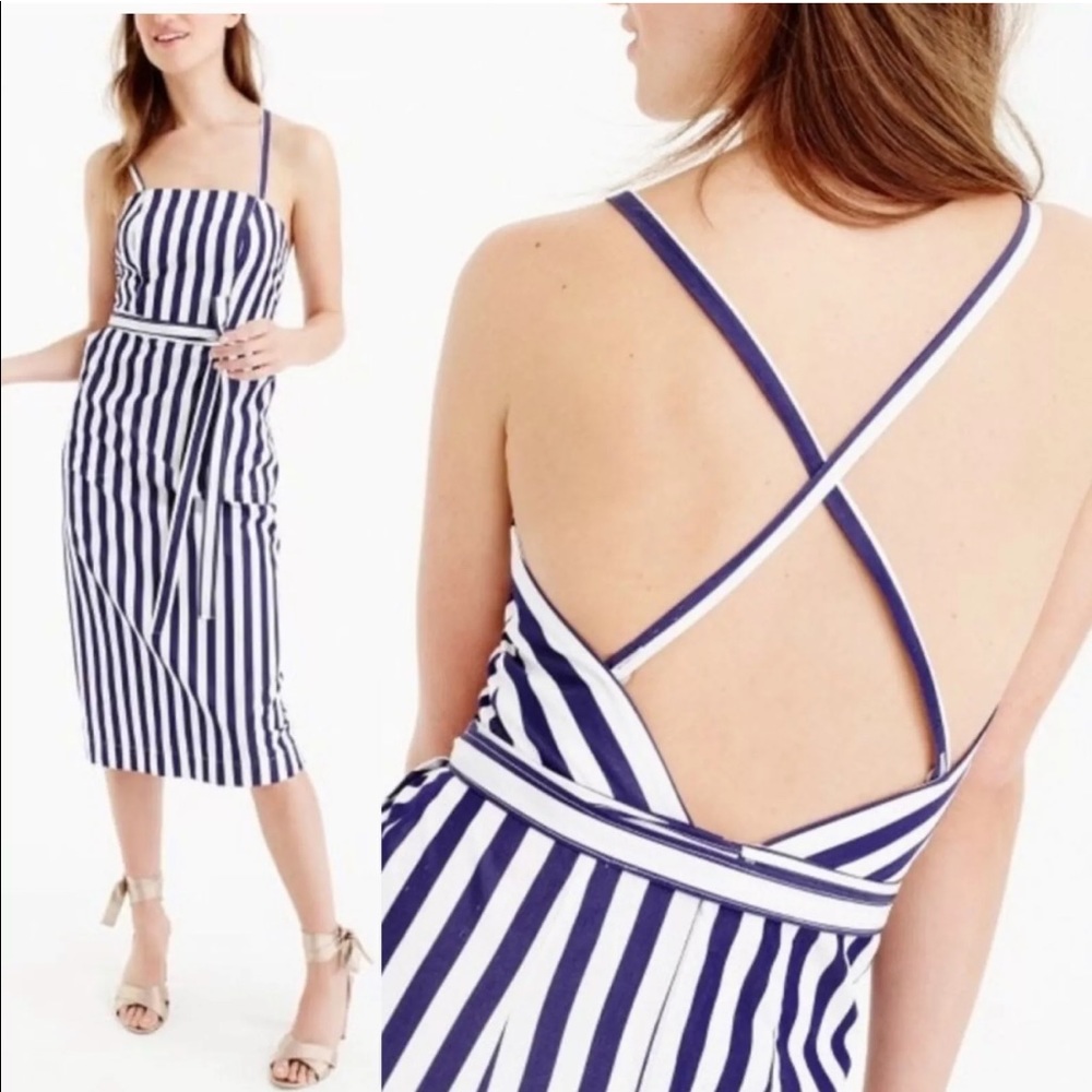 J Crew Thomas Mason Striped Midi Dress